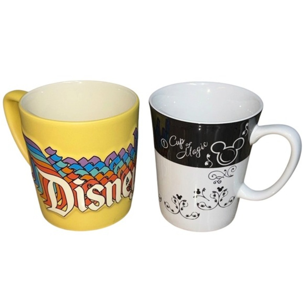 Set of 2 Disney World Resort Disneyland Paris Mickey Mouse Coffee Mug Cup